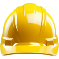 Yellow hard plastic construction helmet. AI Generative png