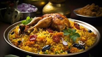 Irresistibly Delicious Chicken Biryani. Generative AI photo