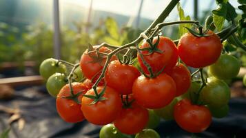 Sun-Kissed, Ripe Red Tomatoes Ready for Harvest. Generative AI photo