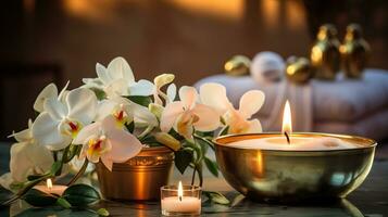 Beauty Spa Retreat with Candles and Flowers photo