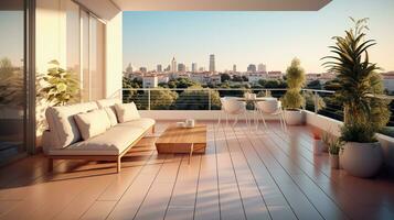 Experience Luxury on a Modern Balcony with Abundant Brightness photo