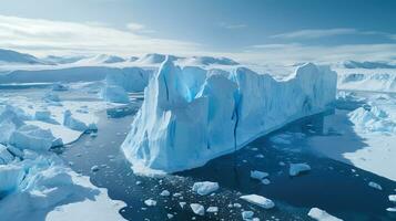 Antarctic Elegance. Drone's View of Icebergs Mirroring Nature's Sublime Design photo