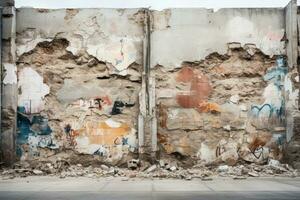 Industrial warehouse wall remnants poignantly depicting demolitions stark reality photo