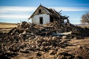 antiguo casa de Campo estructura secuelas revelador duro realidades de demolición Consecuencias foto