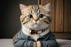 That cute cat wearing shirt. AI Generative Pro Photo