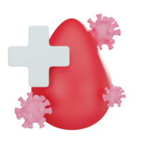 Blood Drop And Virus 3D illustration png