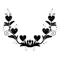 svart linje konst blomma och löv png