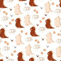 vector cute dino seamless pattern in pastel color for fabric and textile