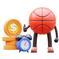 3d baloncesto personaje hora es dinero png