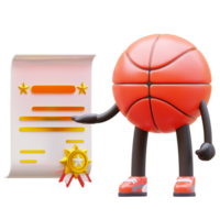 3D Basketball Character get Certificate png