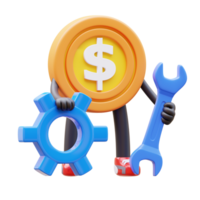 3D Money Coin Character Maintenance png