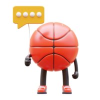 3D Basketball Character Holding Communication Balloon png