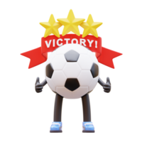 3D soccer ball character with a star on top, making it suitable for designs related to soccer championships, star players, or sporting events. png