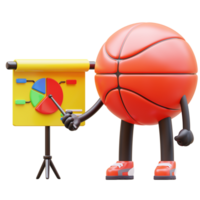 3D Basketball Character doing Presentation png