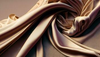 Abstract smooth elegant fabric. Silk texture of soft background. Flowing waves textile. Generative ai photo