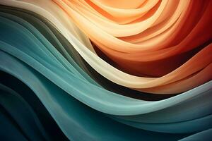 Organic abstract panorama wallpaper background, the wavy curve of an abstract fabric. generative ai photo