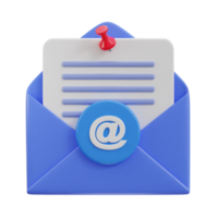 punaise met e-mail envelop 3d icoon png