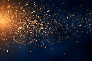 abstract background with Dark blue and gold particle,  Christmas background, holiday concept. generative ai photo