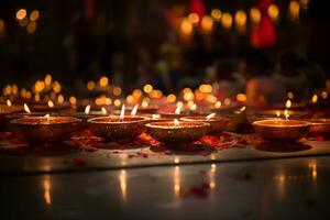 candlelight at diwali festival indian traditional festival photo