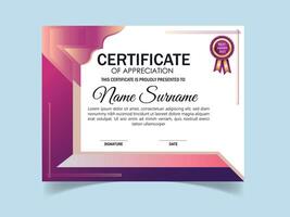 Vector modern certificate of achievement and appreciation template design