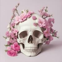 Skull And Flowers Ai Generative photo