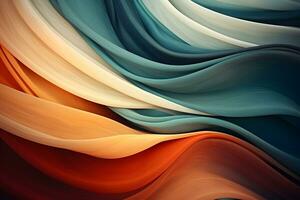 Organic abstract panorama wallpaper background, the wavy curve of an abstract fabric. generative ai photo