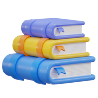 stack of colorful books education 3d icon png