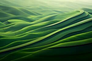 Abstract green landscape wallpaper background illustration design with hills and mountains. generative ai photo