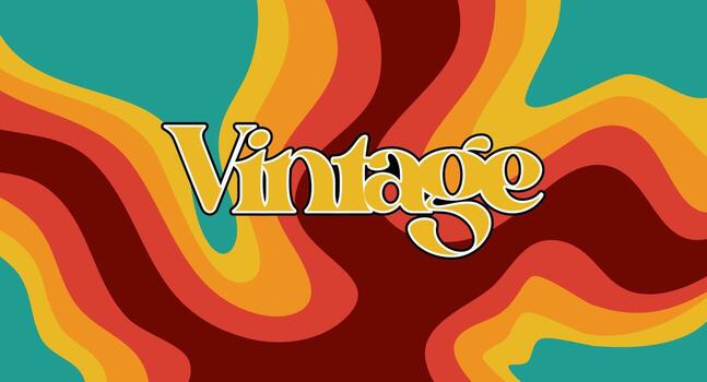 Groovy retro background. Abstract colorful and textured wavy shape design. vector