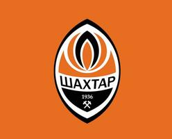 Shakhtar donetsk club logo símbolo Ucrania liga fútbol americano resumen diseño vector ilustración con naranja antecedentes