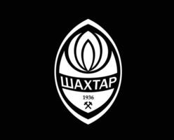 Shakhtar donetsk club logo símbolo blanco Ucrania liga fútbol americano resumen diseño vector ilustración con negro antecedentes