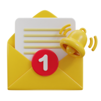 3d email with notification icon illustration png