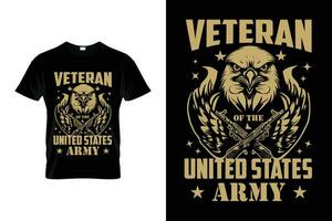 veterano de el unido estados Ejército patriótico nos Ejército orgulloso nos veterano camiseta vector