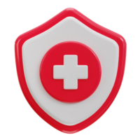 Shield with medical cross health icon png