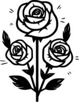 rosas - negro y blanco aislado icono - vector ilustración