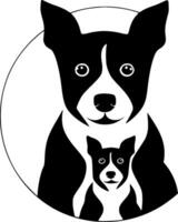 perro mamá - negro y blanco aislado icono - vector ilustración