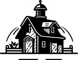 Farmhouse - Black and White Isolated Icon - Vector illustration