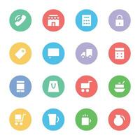 Flat Icons of Shopping and eCommerce vector