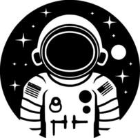 astronauta - negro y blanco aislado icono - vector ilustración