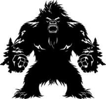 Bigfoot, Black and White Vector illustration