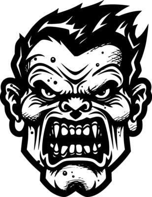 Zombie, Black and White Vector illustration