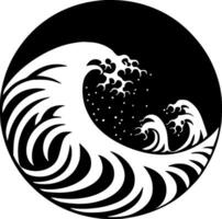 Waves - Black and White Isolated Icon - Vector illustration