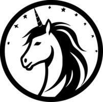 Unicorn, Black and White Vector illustration