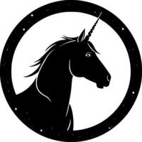 unicornio - negro y blanco aislado icono - vector ilustración