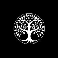 árbol - negro y blanco aislado icono - vector ilustración