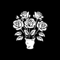 Roses - Black and White Isolated Icon - Vector illustration