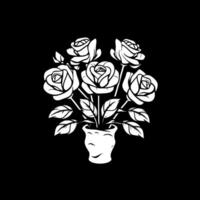 rosas - negro y blanco aislado icono - vector ilustración