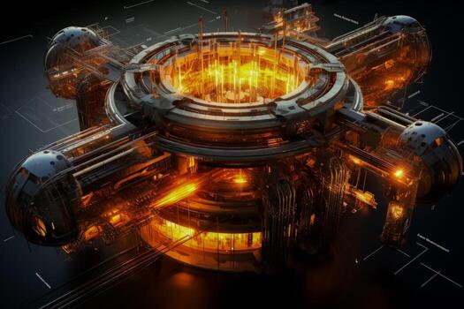 Conceptual fusion reactor summarized in 10 words Advanced energy device that achieves controlled nuclear fusion reactions photo