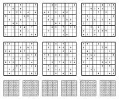 Sudoku game set  with answers medium Difficulty. vector