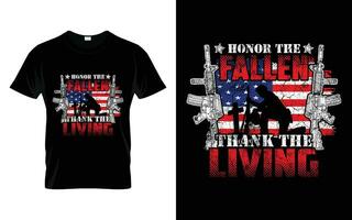 Honor the fallen thank the living Veterans Day Proud U.S Veteran Gifts T shirt vector